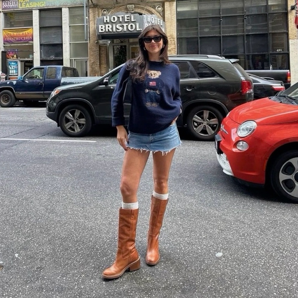 REFORMATION Frances Knee High Boots in Whiskey Leather 7